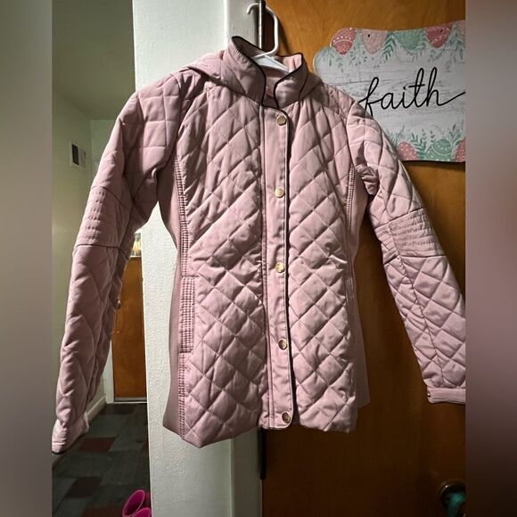 Girls quilted jacket with hood and zipper closure with snaps and pockets - Picture 1 of 9